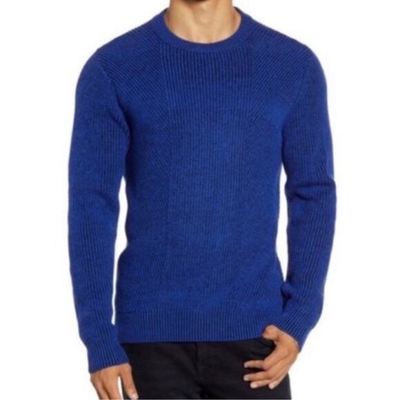 TED BAKER Blue Mixme Directional Ribbed Crewneck Sweater Size 2XL